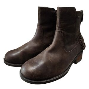 UGG Australian Orion Buckled Zip-Up Moto Ankle Leather Boots